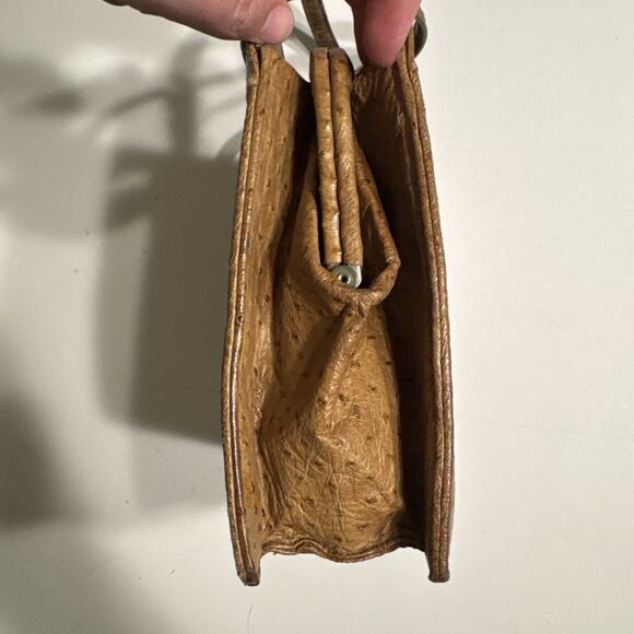 Vintage BrownOstrich Leather Small Hand Bag - Picture 2 of 13